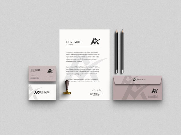 Free PSD | Minimal stationery set mockup