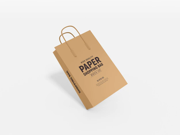 Free PSD | Kraft paper shopping bag branding mockup