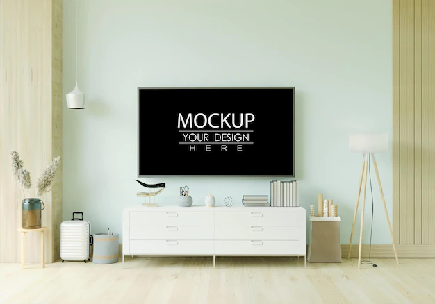 Free PSD | Tv in living room mockup