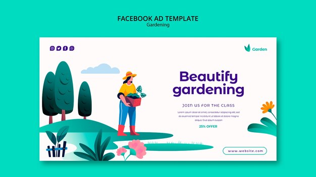 Free PSD | Gardening facebook ad design template