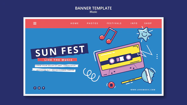 Free PSD | Flat design music banner template