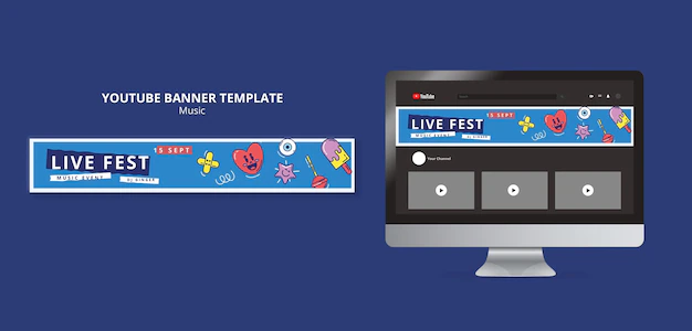 Free PSD | Flat design music youtube template