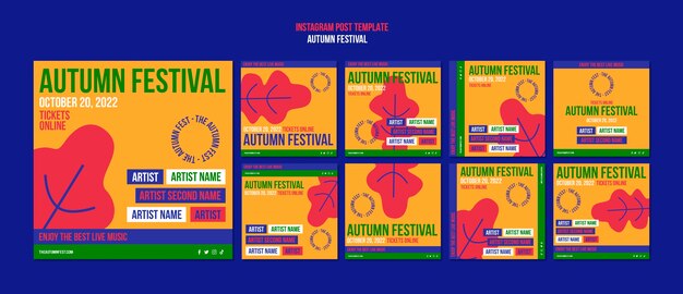 Free PSD | Flat design autumn festival template