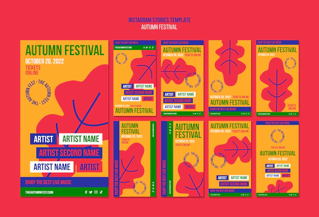 Free PSD | Flat design autumn festival template