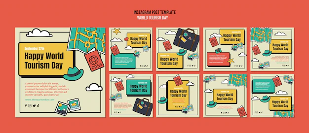 Free PSD | Flat design world tourism day template