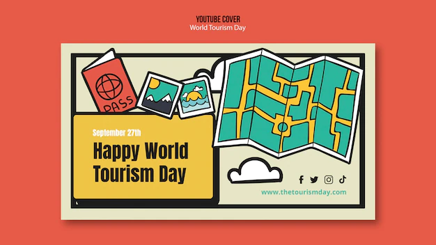 Free PSD | Flat design world tourism day template