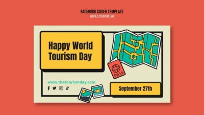 Free PSD | Flat design world tourism day template