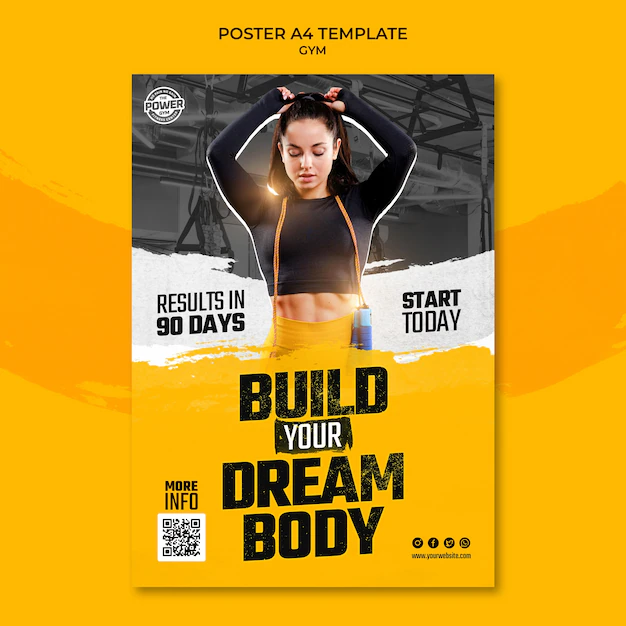 Free PSD | Flat design fitness and gym template