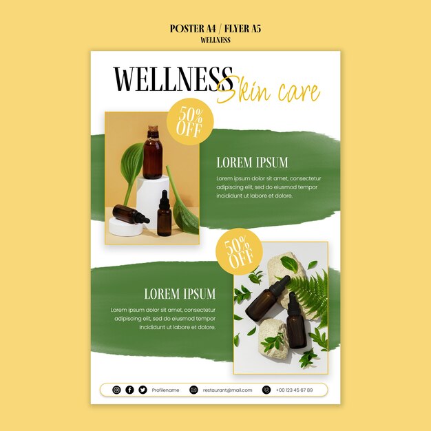 Free PSD | Watercolor wellness design template