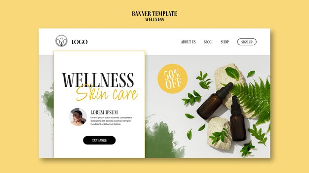 Free PSD | Watercolor wellness design template