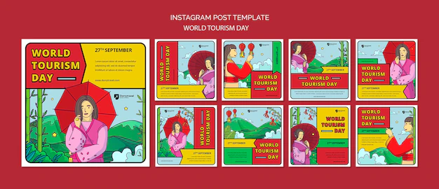 Free PSD | Flat design world tourism day template