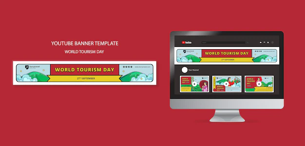 Free PSD | Flat design world tourism day template