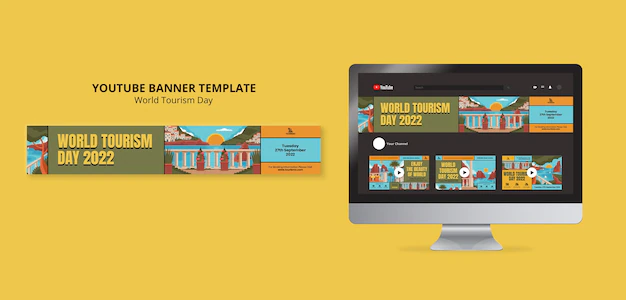 Free PSD | Flat design world tourism day template