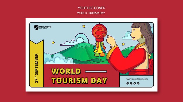 Free PSD | Flat design world tourism day template