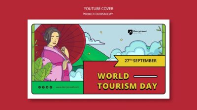 Free PSD | Flat design world tourism day template