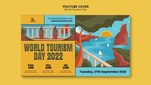 Free PSD | Flat design world tourism day template