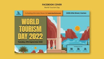 Free PSD | Flat design world tourism day template