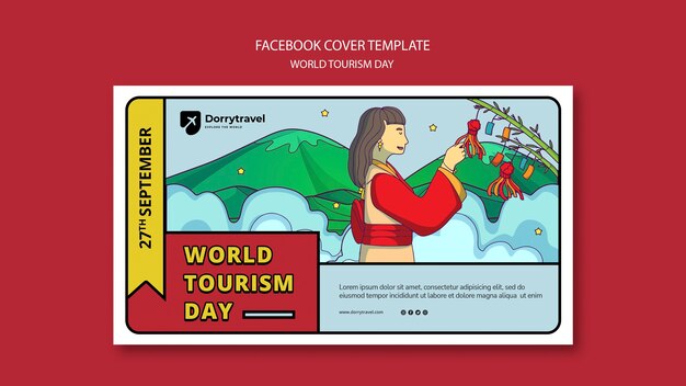 Free PSD | Flat design world tourism day template