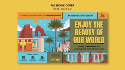 Free PSD | Flat design world tourism day template