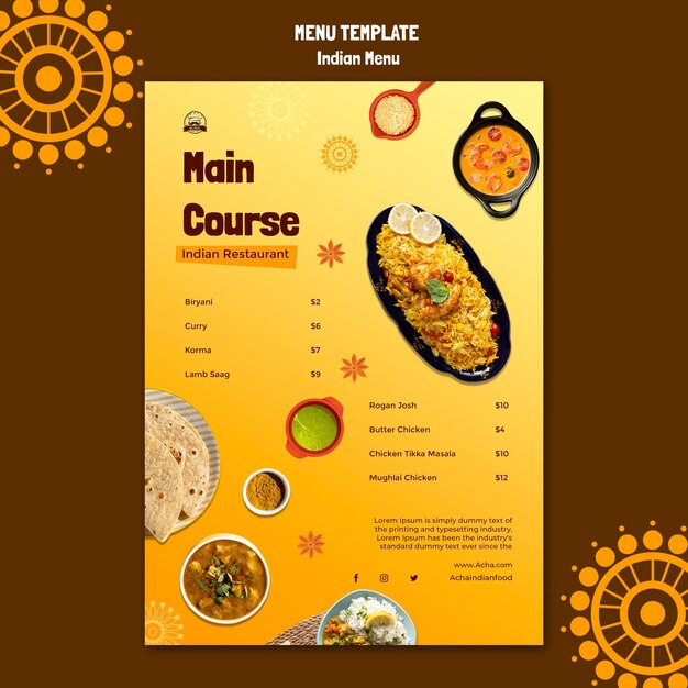 Free PSD | Flat design indian food template