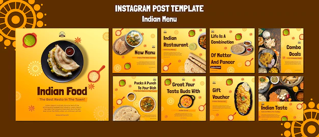 Free PSD | Flat design indian food template