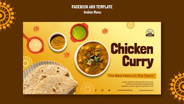 Free PSD | Flat design indian food template