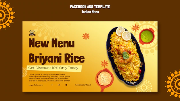 Free PSD | Flat design indian food template