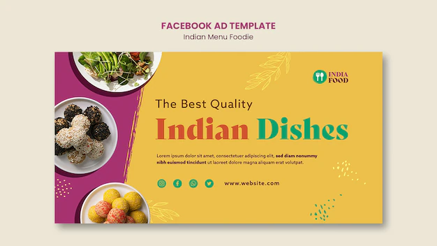 Free PSD | Flat design indian food template