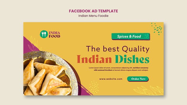 Free PSD | Flat design indian food template