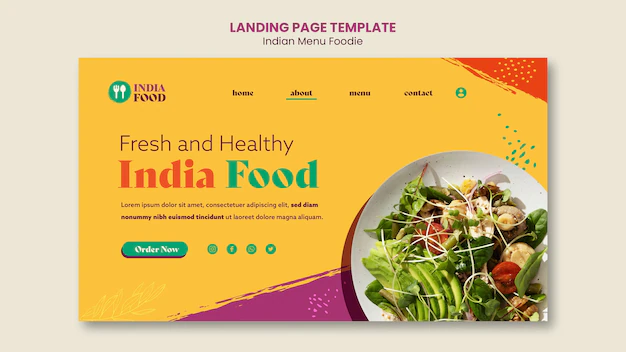 Free PSD | Flat design indian food template