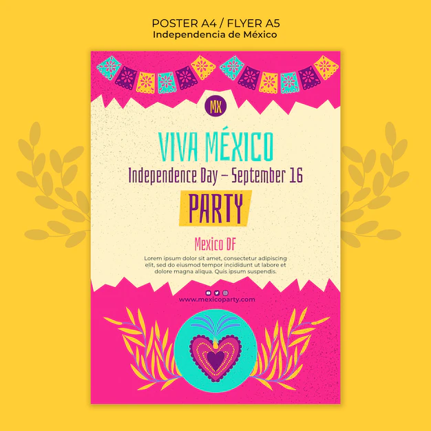 Free PSD | Mexican independence day design template