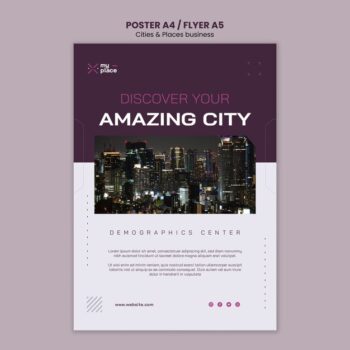 Free PSD | Flat design cities and places template