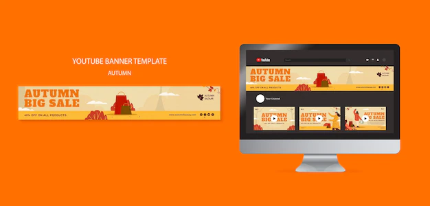 Free PSD | Flat design autumn sale template