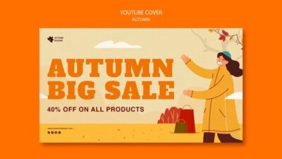 Free PSD | Flat design autumn sale template