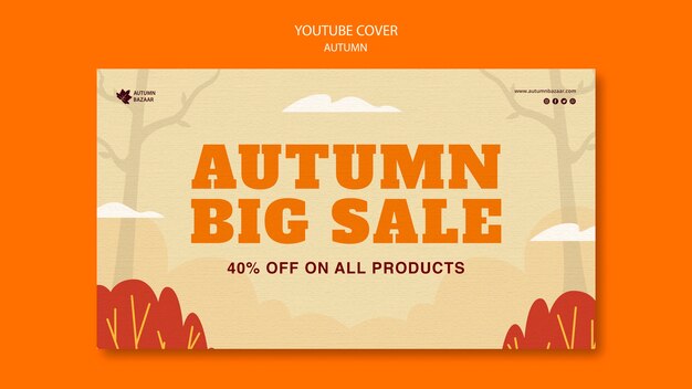 Free PSD | Flat design autumn sale template