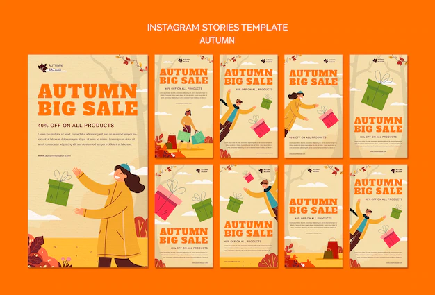 Free PSD | Flat design autumn sale template