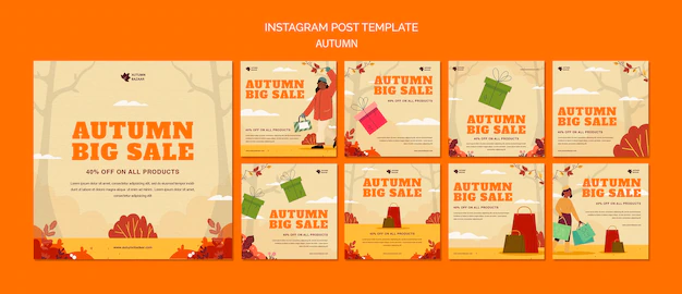 Free PSD | Flat design autumn sale template