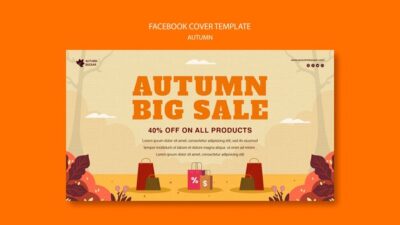 Free PSD | Flat design autumn sale template