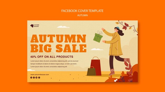 Free PSD | Flat design autumn sale template