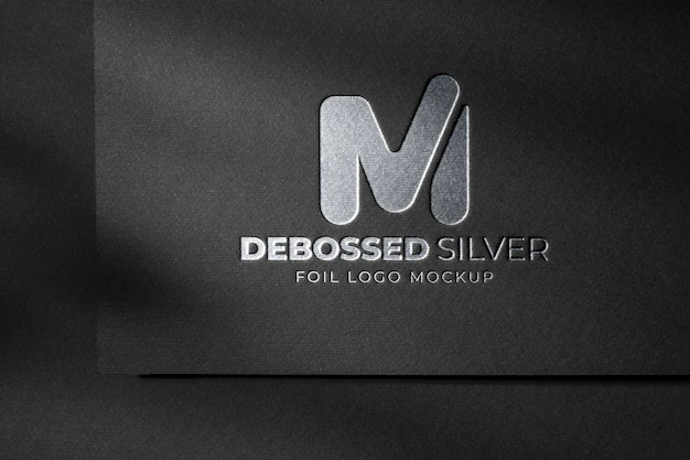 Free PSD | Black cardboard silver logo mockup