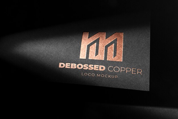 Free PSD | Black cardboard silver logo mockup