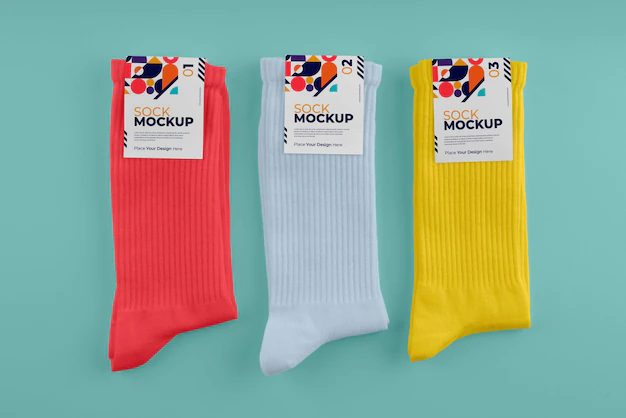 Free PSD | Close up on beautiful color socks mockup