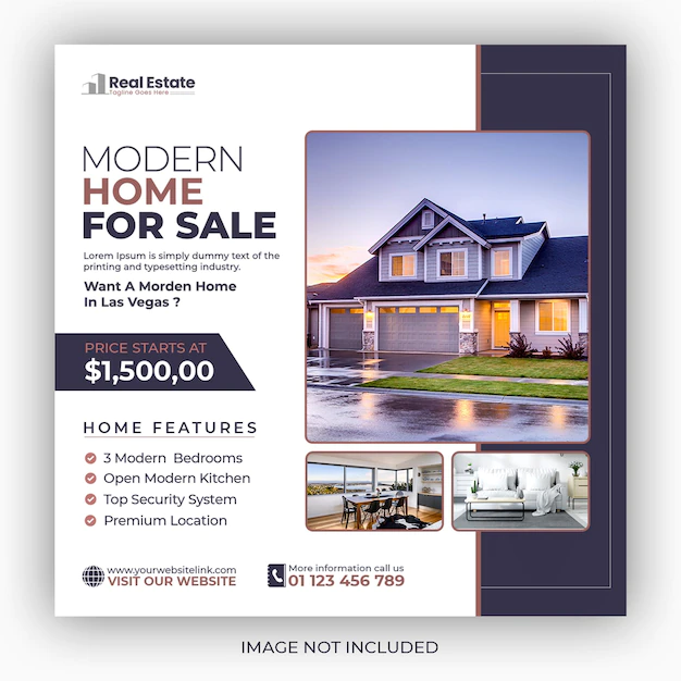 Free PSD | Real estate house social media post or square flyer template