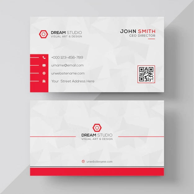 Free PSD | White business card with red details