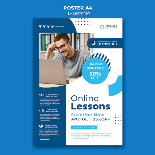 Free PSD | E-learning poster design template