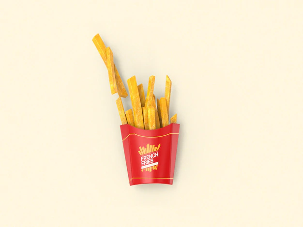 Free PSD | French fries packaging mockup