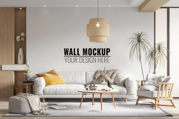 Free PSD | Interior living room wall mockup