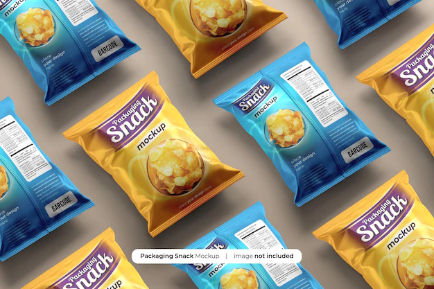 Free PSD | Snack pouch plastic bag mockup psd