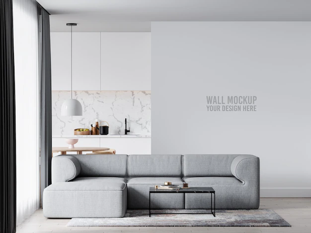 Free PSD | Interior living room wall mockup