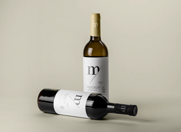 Free PSD | Wine bottle label mockup design